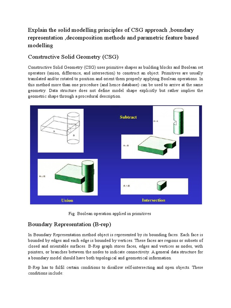 Explain The Solid Modelling Principles of CSG Approach PDF Geometry