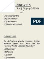 Winner of Ranji Trophy-2015 Is - ?: Q-ZINE-2015