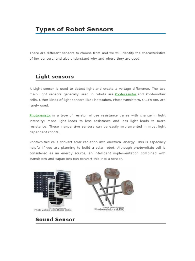 Types of Robot Sensors | PDF | Gyroscope | Accelerometer