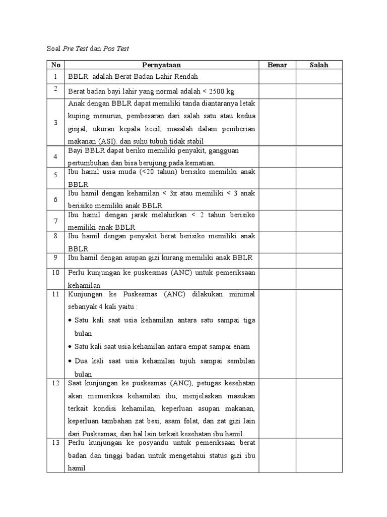5 Pre Test Dan Post Test Penyuluhan