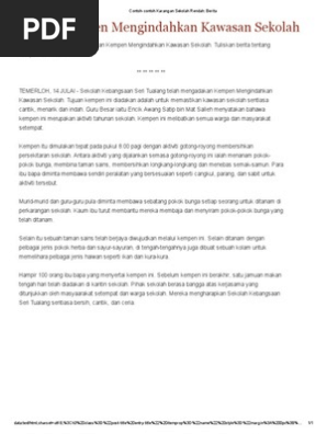 Contoh Contoh Karangan Sekolah Rendah Berita Kempen Mengindahkan Kawasan Sekolah Pdf