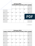 2014 Calendar Months January-December