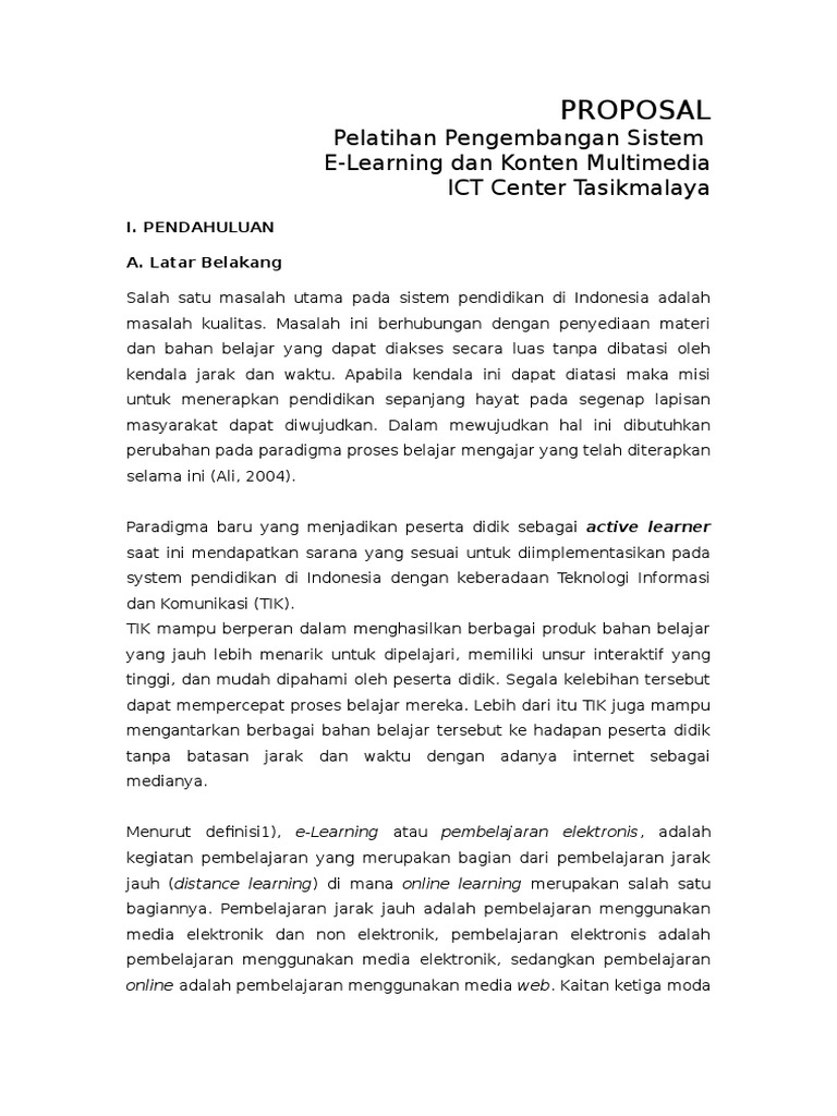 Proposal Pelatihan e-Learning SMK | PDF