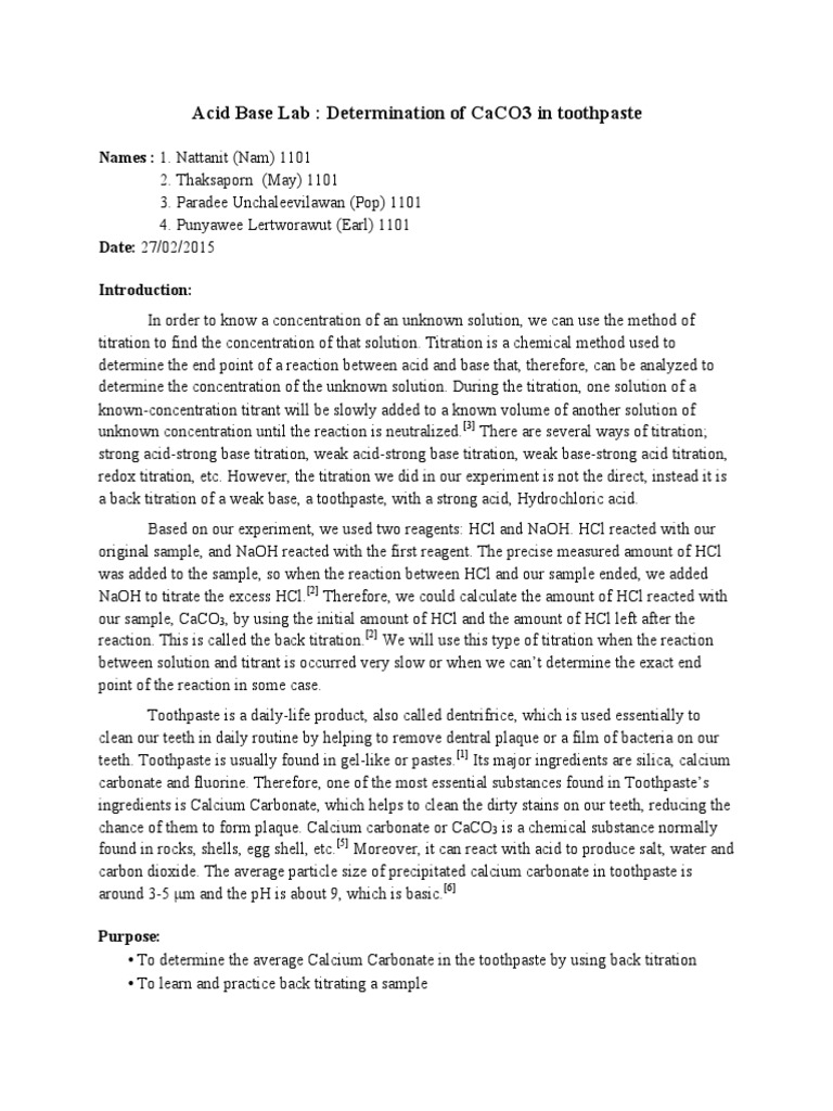 acidbase lab report Titration Hydrochloric Acid