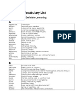 Academic Vocabulary List