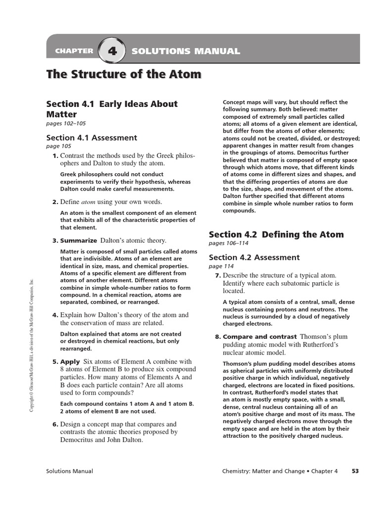 structure of atom case study questions
