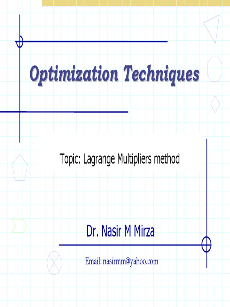 Lagrange Multipliers for Optimization | PDF | Mathematics Of Computing ...