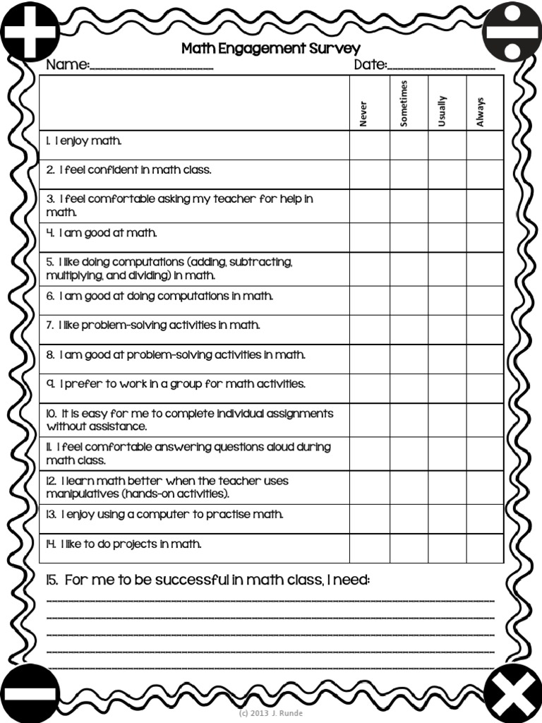 Math Engagement Survey Questionnaire | PDF | Career & Growth