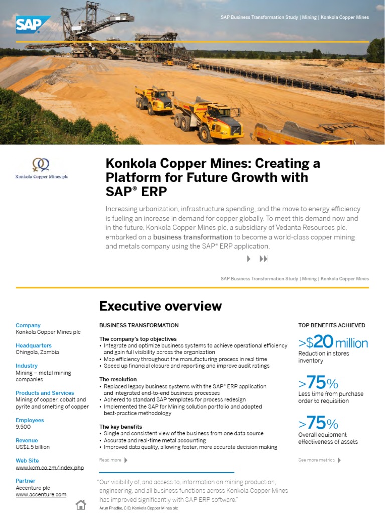 Konkola Copper Mines Mining Sap Se