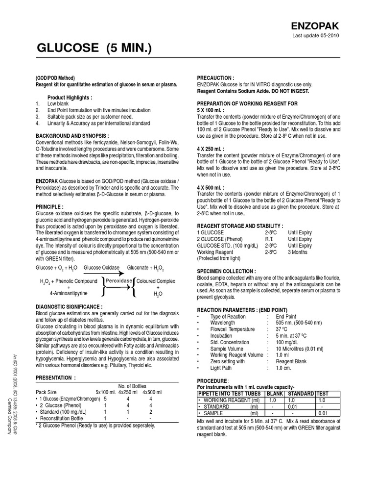 God Pod Method for Glucose Estimation | PDF | Chemistry | Nature