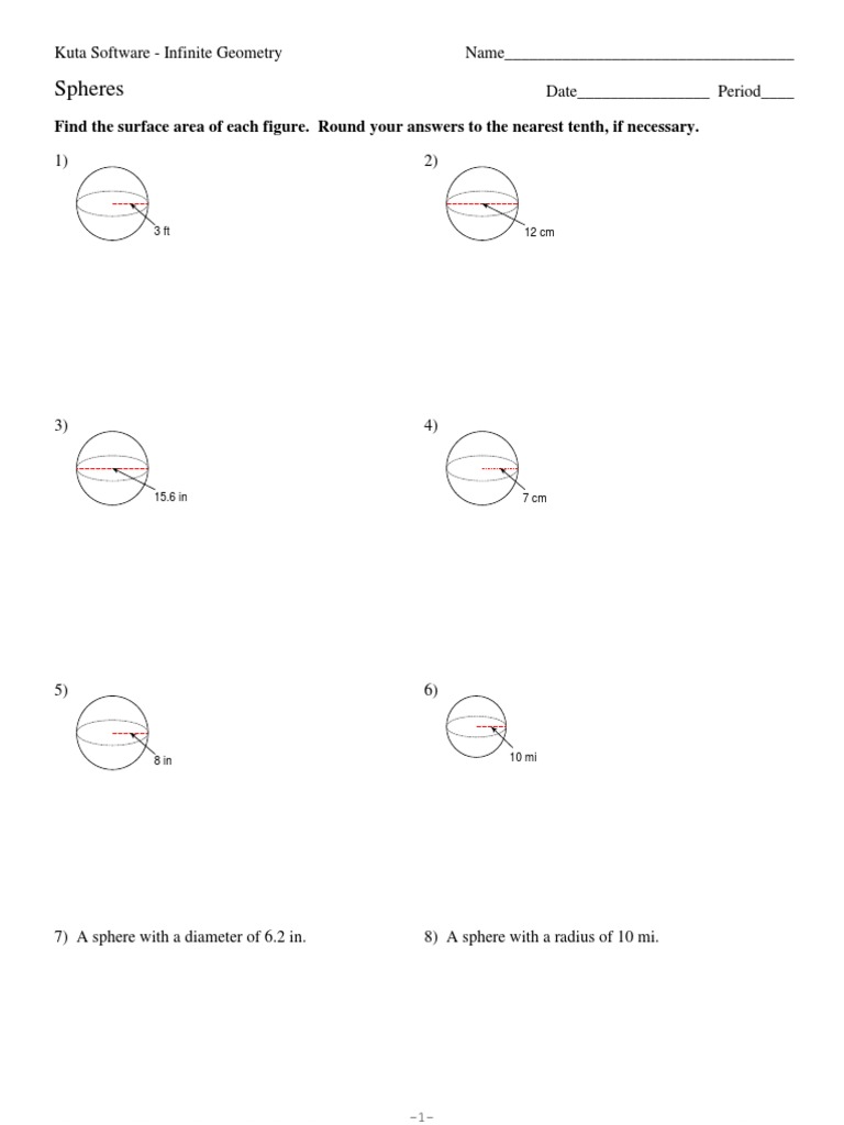 22 Spheres  PDF  Sphere  Volume Throughout Volume Of Spheres Worksheet