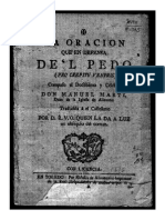 La Oracion Que en Defensa De'l Pedo: (Pro Crepitu Ventris) / Compuso ... Manuel Martí, Dean de La Iglesia de Alicante Traducida Al Castellano Por D.R.V.O. Quien La Da A Luz ...