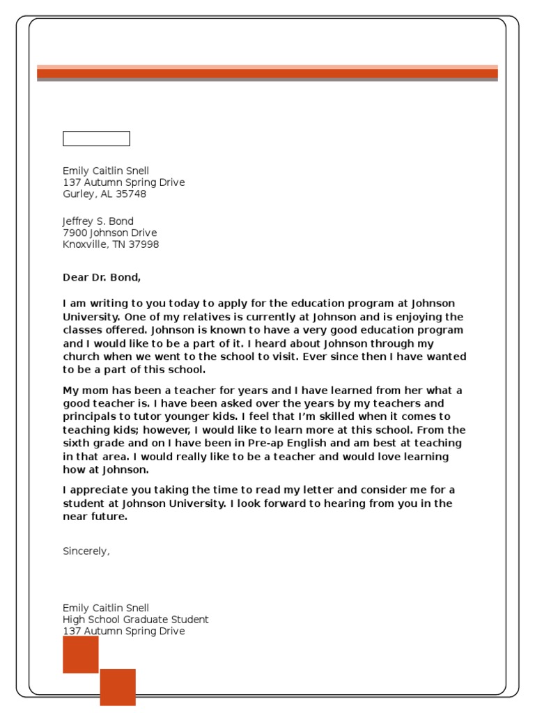 Application for Johnson University Education Program | PDF