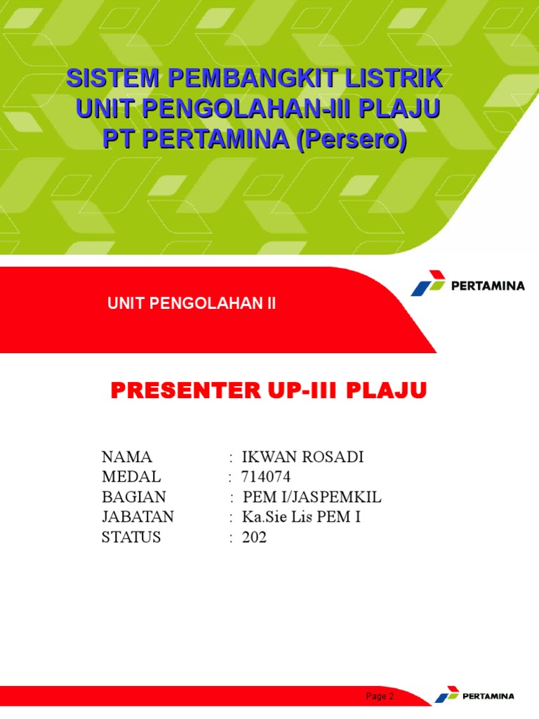 Generator Pertamina RU III | PDF