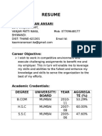Resume: Mohd. Kamran Ansari