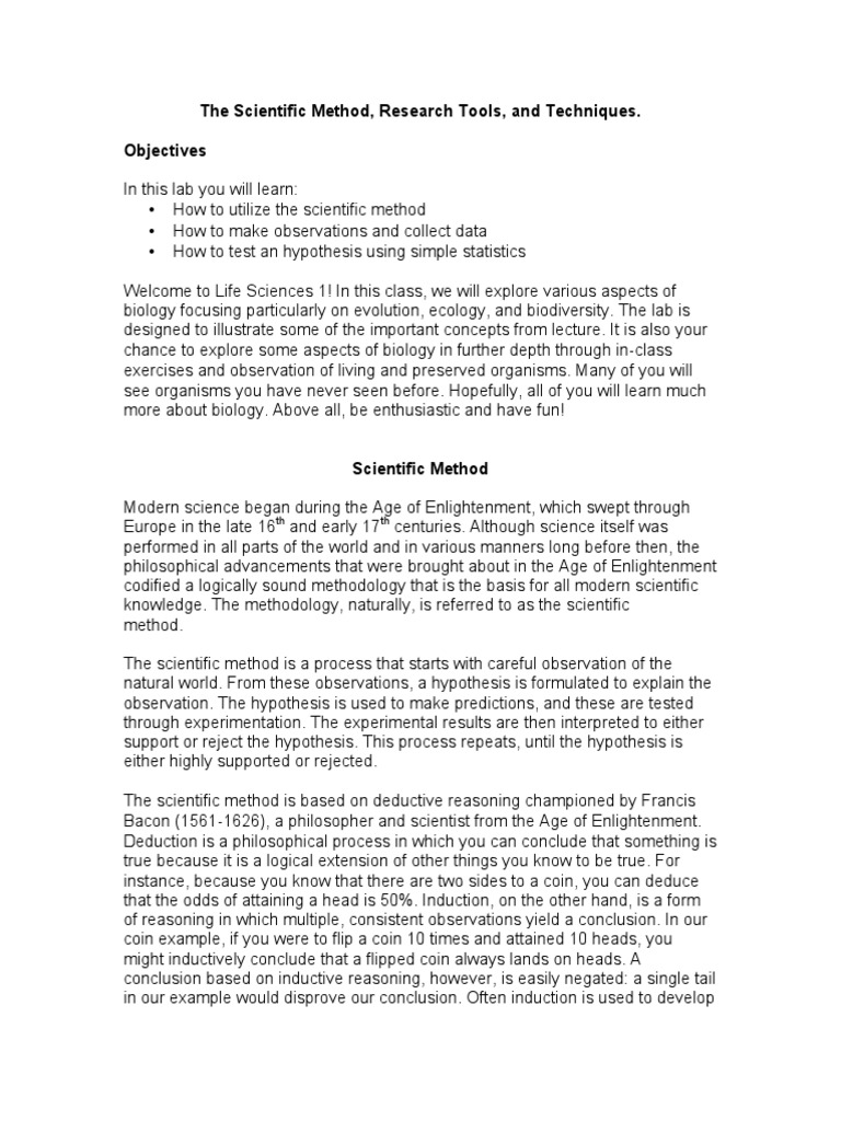 Scientific Method in Life Sciences Lab | PDF | Hypothesis | Scientific ...