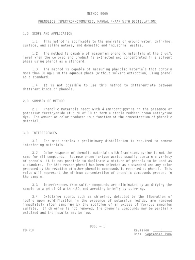 EPAMethod9065.pdf Phenols Water Free 30day Trial Scribd