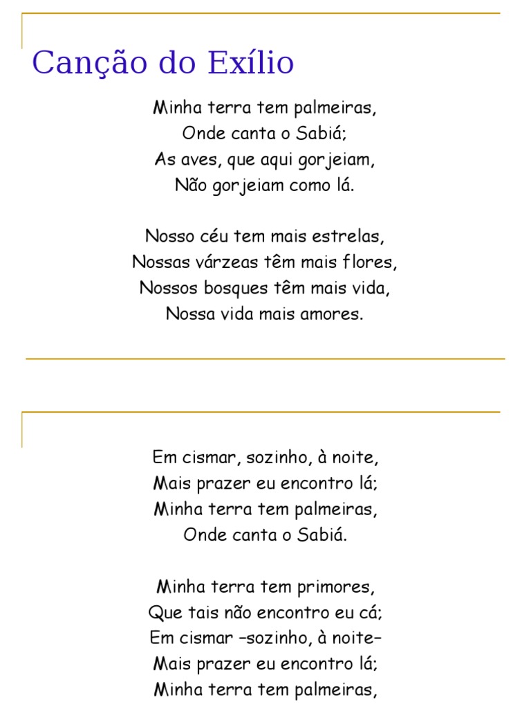Minha Terra Tem Palmeiras Onde Canta O Sabiá Autor