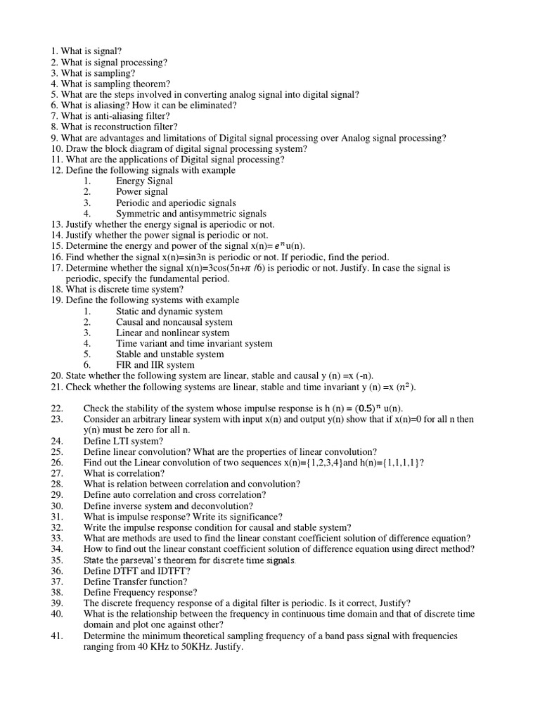 dsp viva questions.pdf Discrete Fourier Transform Digital Signal