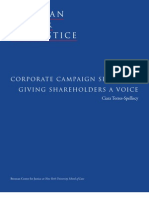 Corporate Ca Mpaign Spending: Giving Shareholders A Voice: Ciara Torres-Spelliscy