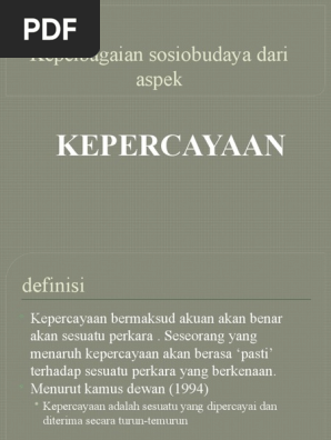 Kepelbagaian Sosiobudaya Dr Aspek Kepercayaan Pdf