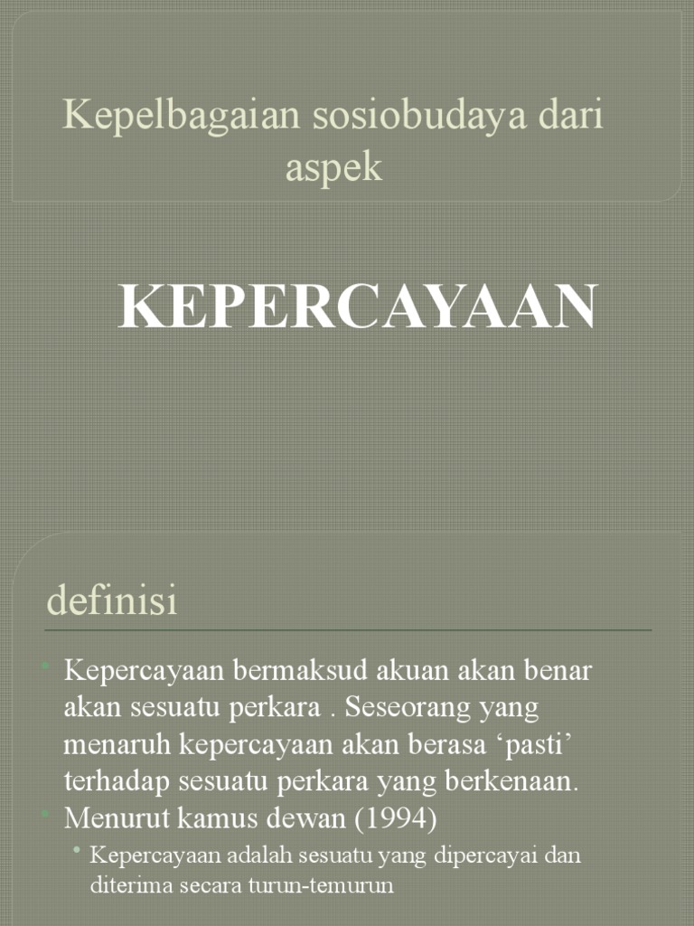Kepelbagaian Sosiobudaya Dr Aspek Kepercayaan Pdf