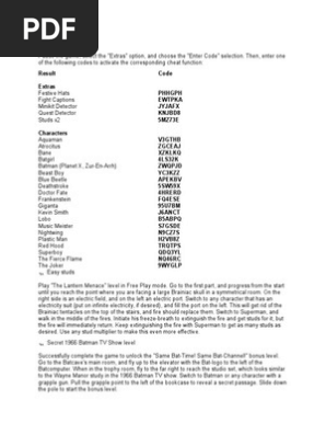 Lego Batman 3 Cheatcode | PDF | Fictional Vigilantes | Superheroes