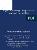 Algebra Learning: Insights From Cognitive Psychology