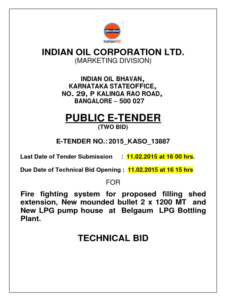 Indian OIL Tender Guarantee General Contractor