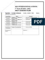 Reeyada International School Daily Lesson Plan for Grade 7