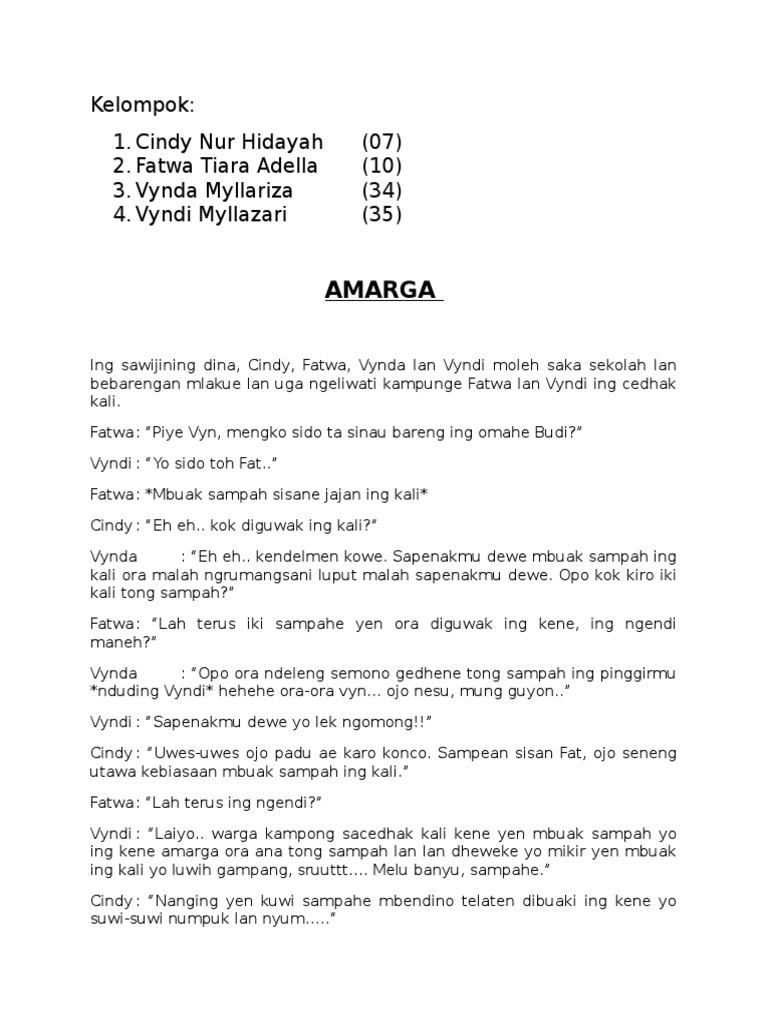 Naskah Drama Basa Jawa Tema Lingkungan