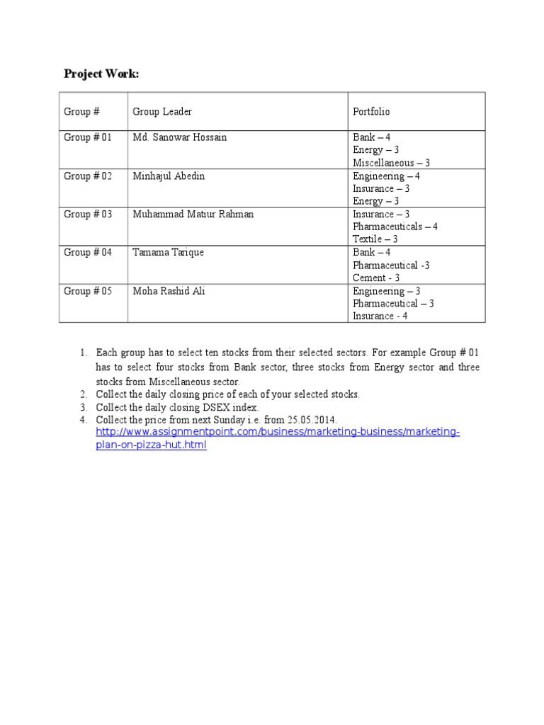 Stock Selection Project Groups Overview | PDF | Business