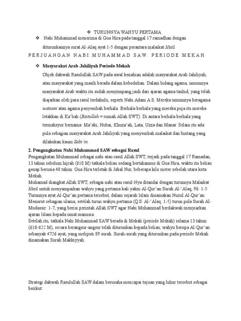 Turunnya Wahyu Pertama Pdf
