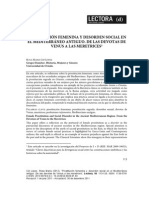 Prostitución Femenina y Desorden Social en El Mediterráneo Antiguo. de Las Devotas de Venus A Las Meretrices