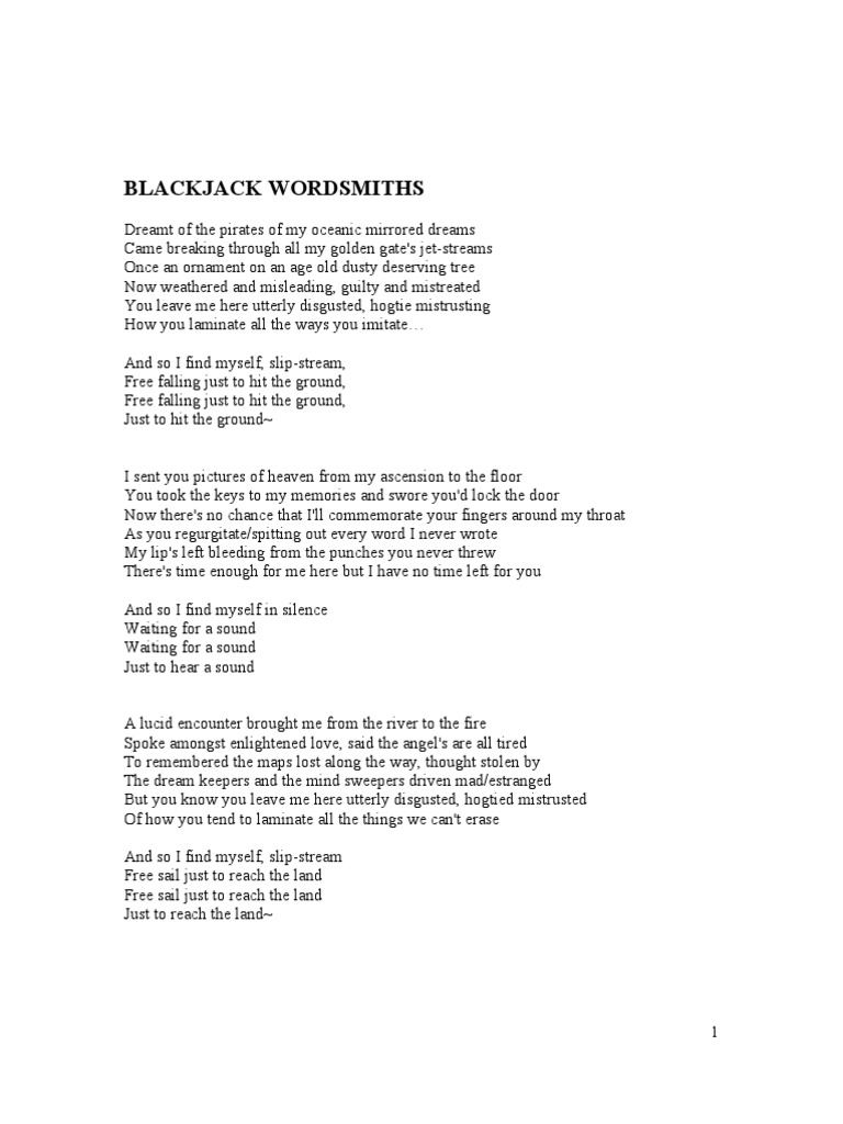 Blackjack Word Smiths (Poem) PDF