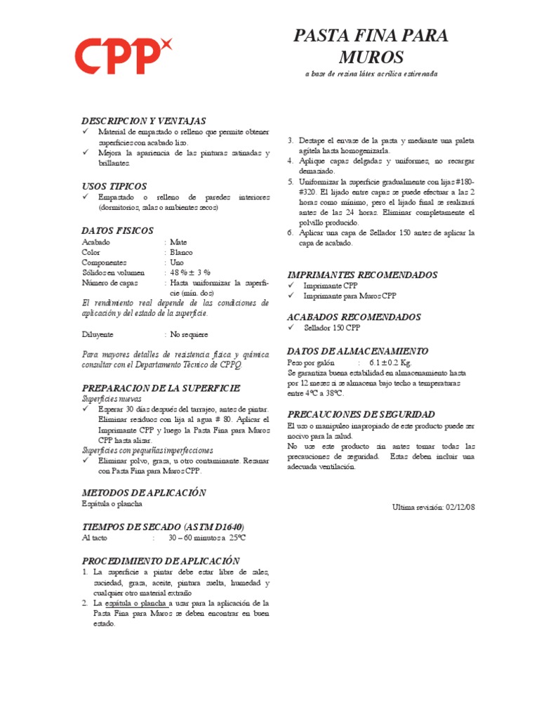 Pasta Fina para Muros CPP PDF
