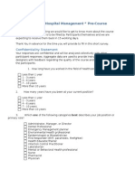 "Introduction To Hospital Management " Pre-Course Survey: Confidentiality Statement