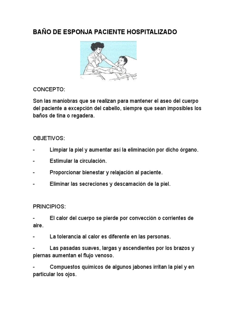 Baño de Esponja | PDF | Lavado de manos | Enfermería
