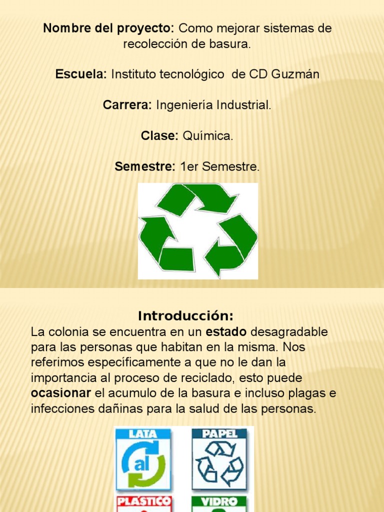 Deformación sistemático estoy sediento Proyecto de Reciclaje | PDF | Compost | Residuos