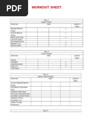 Workout Sheet