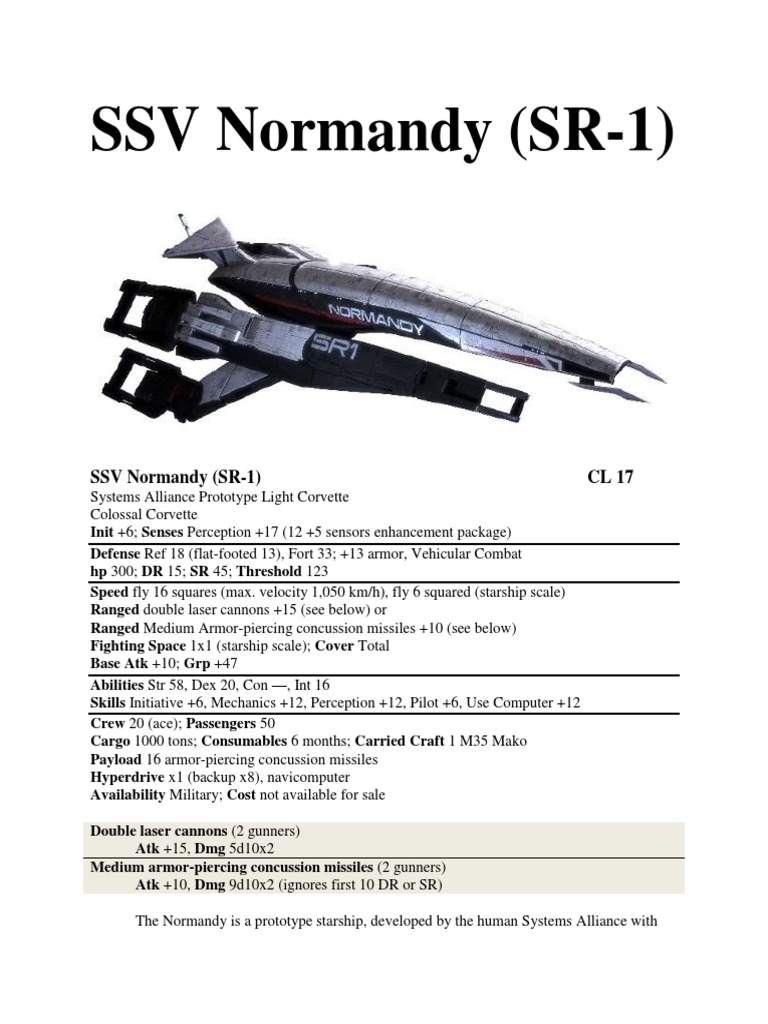 Star Wars - Saga Edition - Normandy SR 1 | PDF