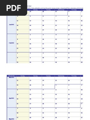 2015 Weekly Calendar