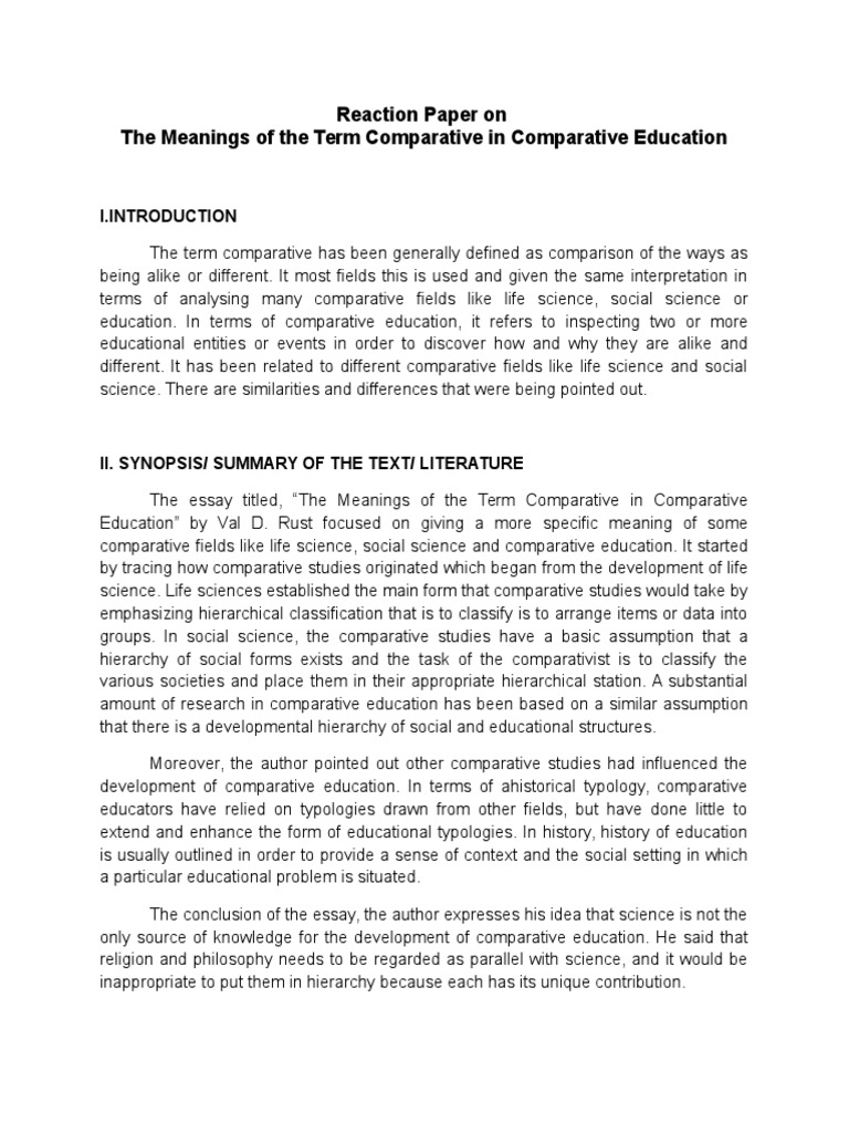 Reaction paper for philosophy