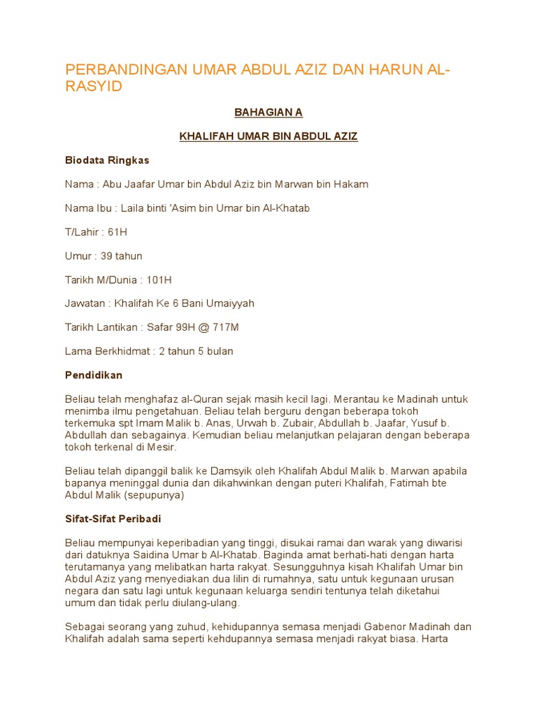 Perbandingan Umar Abdul Aziz Dan Harun Al Pdf