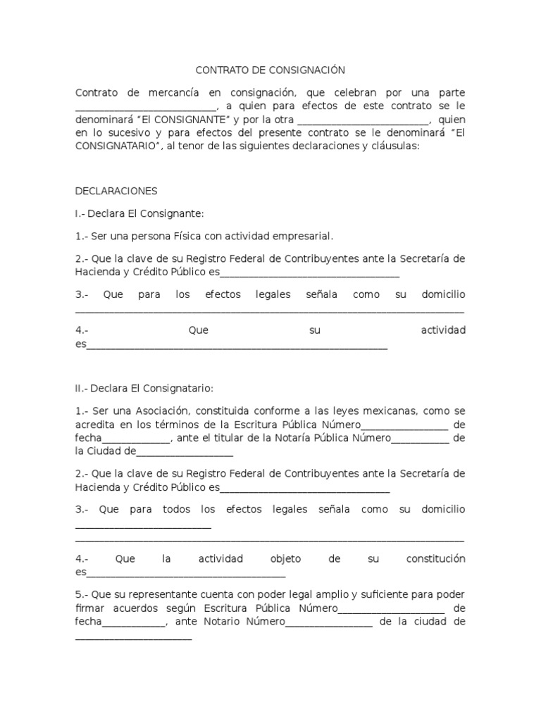 Contrato de Consignación Información del gobierno Política