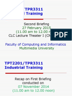 Industrial Training March 2015 Batch Briefing II On 27th Feb 2015