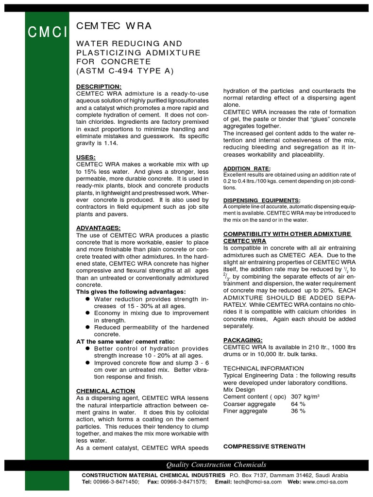 Cemtec WRA | PDF | Concrete | Industries