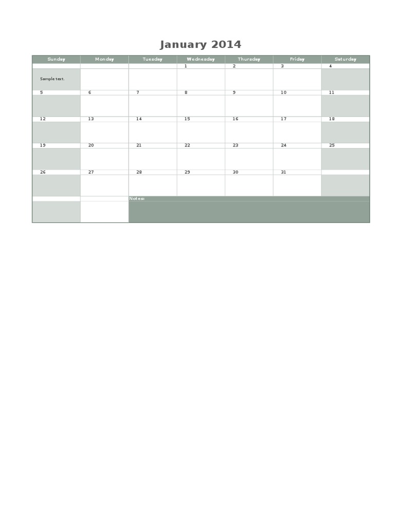 January 2014: Sunday Monday Tuesday Wednesday Thursday Friday Saturday ...