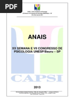 Anais Semana Congresso de Psicologia da UNESP-Bauru/SP 2013