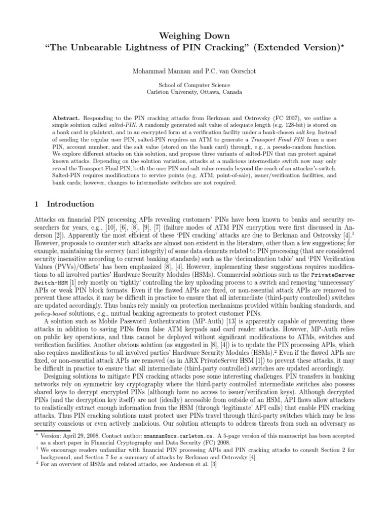 ATM PIN Cracking | PDF | Personal Identification Number | Emv